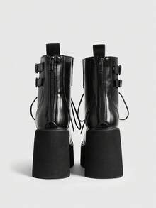 Sugerpunk 经典纯色舒适休闲时尚厚底鞋 - 黑色 - 查看 3