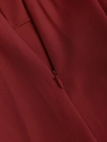 SHEIN Clasi Quần nữ màu trơn, thời trang cho mùa hè - Màu Đỏ Sâu - Xem 5