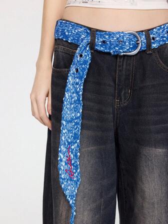 Goth 1 pezzo Cintura in macramè con design colorato stile Millennium Babe blu, accessorio minimalista di moda unisex adatto per uso quotidiano, scuola, appuntamenti, viaggi e altro ancora