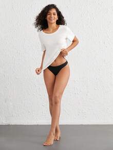 Ocili 天然舒适透气低腰简约性感丁字裤 - 黑色