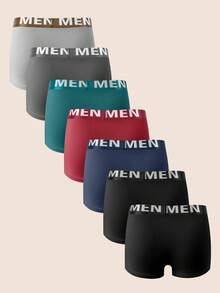 Manfinity Underwear&Sleepwear Basics 7pcs/Set Letter Waistband Multicolor Plus Size Men's Solid Color Briefs