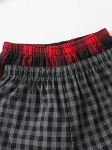 SHEIN 4件套儿童/青少年男童休闲日常舒适印花圆领宽松套头短袖针织上衣和格子直筒裤睡衣两件套 - 彩色 - 查看 6