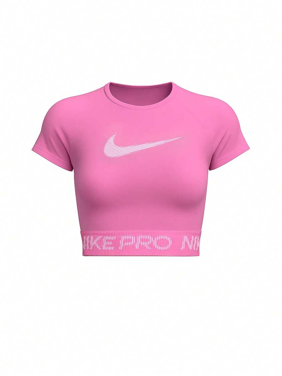 Nike Pro Women's Dri-Fit Short Sleeve Top Pink - Baby Pink - View 1