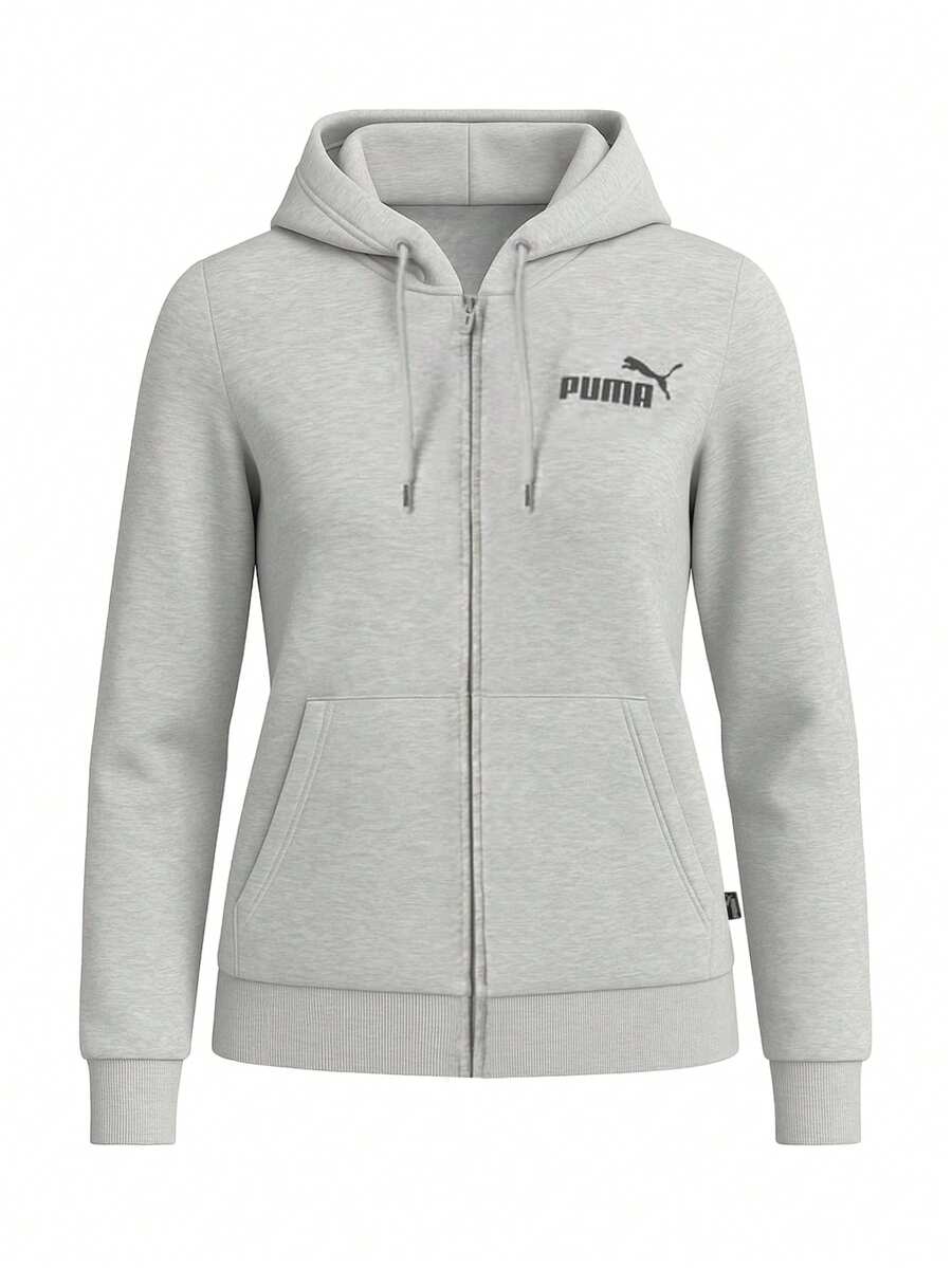 Puma Essential Women's Full Zip Hoodie Grey - Grey - View 1