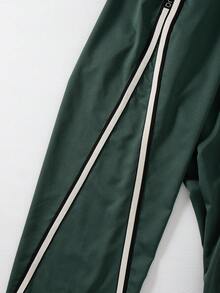 SHEIN 青少年男童休闲运动风字母拼接直筒裤 - 綠色 - 查看 6