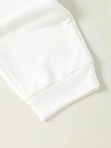 Pantaloni jogger tricotați casual cu panouri contrastante pentru bărbați și adolescenți, material confortabil, culoare versatilă, potriviți pentru școală și ținute de zi cu zi, toamnă/iarnă - alb - Vizualizare 5