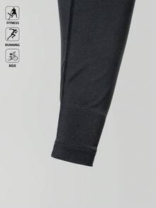 Acti Log 1 件男士休闲运动印花长袖 T 恤男士压缩衬衫氨纶衬衫压缩长袖男士压缩上衣 - 黑色 - 查看 6