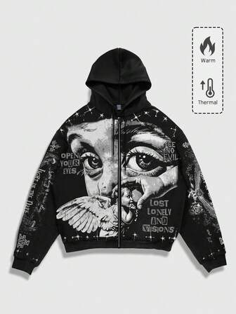 Street Life Felpa con cappuccio da uomo con stampa slogan "Street Angel"