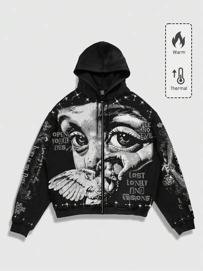 Street Life Herren Street Angel Slogan Muster Hoodie