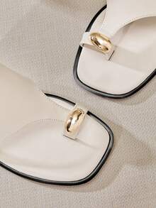 SHUZIA 女士户外平底凉鞋趾环套脚露趾拖鞋