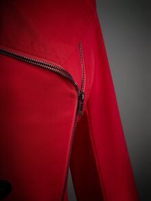 SHEIN ICON Áo khoác nữ hai lớp cổ bẻ ôm sát màu đen có khóa kéo, thích hợp cho mùa thu/đông, quần áo mùa thu cho nữ, quần áo mùa đông cho nữ. - Màu Đỏ Sâu - Xem 7