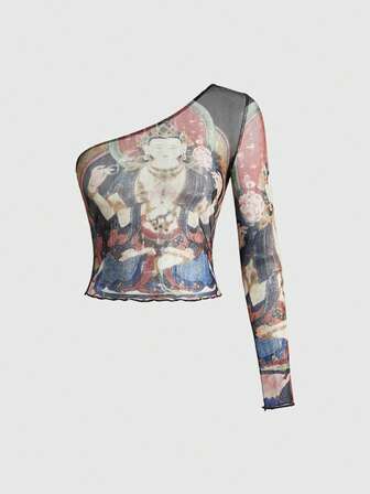 J-Fashion Locker sitzende romantische Schulterfrei Damen Bluse, neuer chinesischer Stil buddhistisches Design