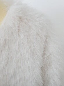 Sweetra Tween Girl Short Plush Elegant White Fuzzy Coat, Autumn & Winter - White - View 6