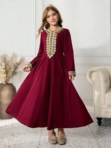 Váy dự tiệc ren thanh lịch cho bé gái tuổi mới lớn - Đỏ - Xem 8