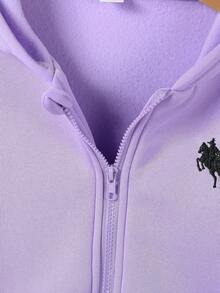 Genkimix Kids Tween Girls' Jacket Coat, Solid Color Fashion Bow Sweatshirt Jacket, Comfortable Thick Thermal Lined Sweatshirt Fabric, Bow Sleeve Decoration, Youthful And Energetic Style, Suitable For Back To School Season Or Casual Outdoor Wear Girls Hooded Thin Casual Fashion Zipper Outerwear Lavender Sweatshirt Kids Teen Girl Clothes Teen Girls Sweatshirts Zipper Zipper Hoodie For Girls Unicorn Girls Hooded Zipper Outerwear Lilac Full Zip Sweatshirt - Purple - View 5