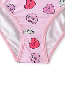 2pcs Cute Pink Heart Print Bra + Panty Set, Girls - Pink - View 4