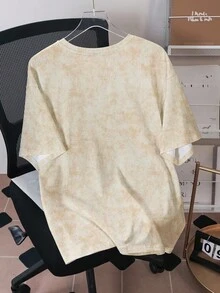 TOM & JERRY X SHEIN Men's Casual Letter & Cartoon Graphic Round Neck Short Sleeve T-Shirt, Summer - White - View 2