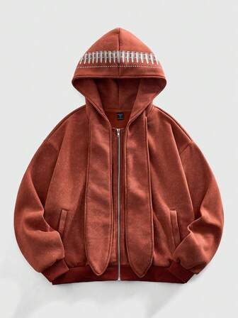 Street Life Sudadera con capucha de manga larga casual con bolsillo con cremallera de unicolor para hombres