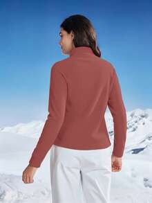 In My Nature 女士秋冬半拉链立领插肩袖抓绒外套，保暖户外保暖 - 紅木色 - 查看 7