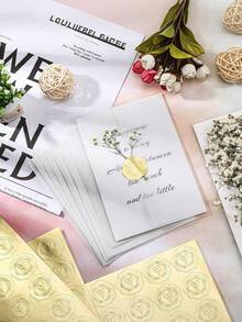 25/200/400pcs Gold Embossed Wax Seal Looking HeartEnvelope Seals For Wedding Invitations/GreetingCards/Party Favors, Self-Adhesive - Multicolor - View 7