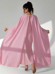 SHEIN Maternity Dress, Pink Elegant Photography Dress, Sophisticated Design, Women's Maternity Long Dress, Long Sleeve, Autumn/Winter - Pink - View 2