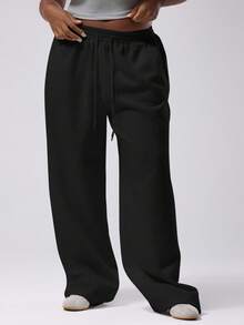 MUSERA Quần jogger ống đứng co giãn cỡ lớn, thích hợp mặc hàng ngày, kiểu dáng cơ bản cho mùa xuân. - màu đen - Xem 2