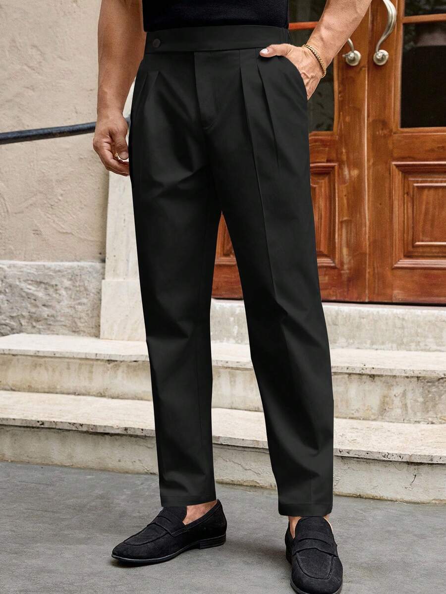 HIMLAND Men's Casual Elastic Waist Straight Leg Woven Pants