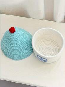 Joivida Bohemian Woven Fabric Storage Basket With Lid | Creative Cute Home Decor & Organizing Solution For Living Room Bedroom, Multi-Functional Sorting Bin/Box/Container, Open Storage Bins For Home Organization - Multicolor - View 7