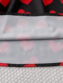 SHEIN Tween Girls' Summer Casual Patchwork Heart Print Ruffle Hem Dress Tween Dresses Puff Sleeve Dress Cute Tween Valentines Dress Cute Cheap Clothes - Black - View 5