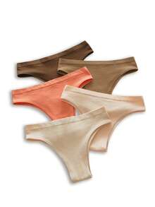 Ocili Leisure 5pcs Seamless Ribbed Breathable Brazilian Briefs - Multicolor - View 7