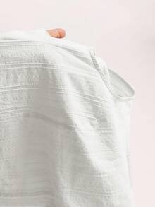 SHEIN BAE 女式纯色侧系腰圆领无袖休闲上衣 - 白色 - 查看 5