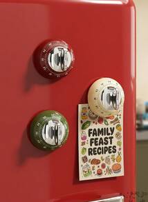 Joivida 1 件厨房磁性定时器，机械定时器，无电池，颜色随机 - 彩色 - 查看 9