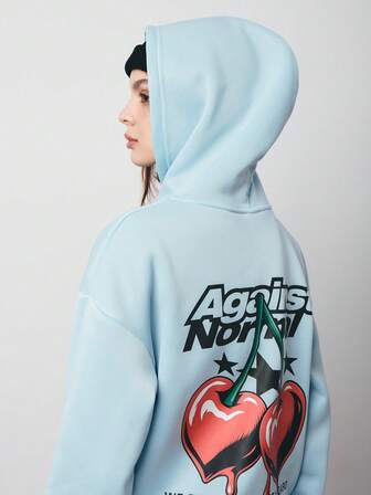 SURIMA Casual Loose Blue Fit Hooded Long Sleeve Thick Sweatshirt For Women, Suitable For Autumn/Winter