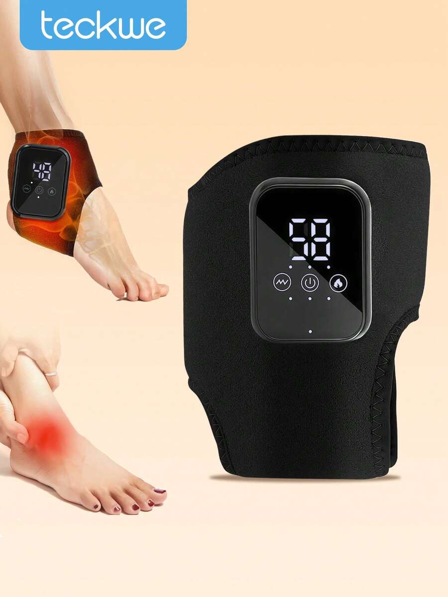 Teckwe 2 Pcs Cordless Ankle Heating Pad, Ankle Massager With Heat For Pain Relief, Heated Foot Brace Wrap With 3 Temperature Levels And 3 Vibration Modes For Men And Women, Portable Design - Black - View 1