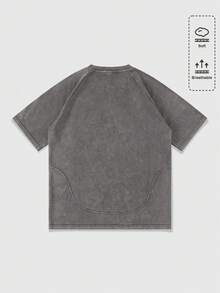 ROMWE MEN Street Life Men's Casual Street Fashion Graphic Print Round Neck T-Shirt - Dark Grey - View 2