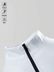 Acti Log 男士白色运动夹克，立领拉链，运动舒适，男士健身服，男士健身服，运动服，男士健身运动夹克 - 白色 - 查看 7