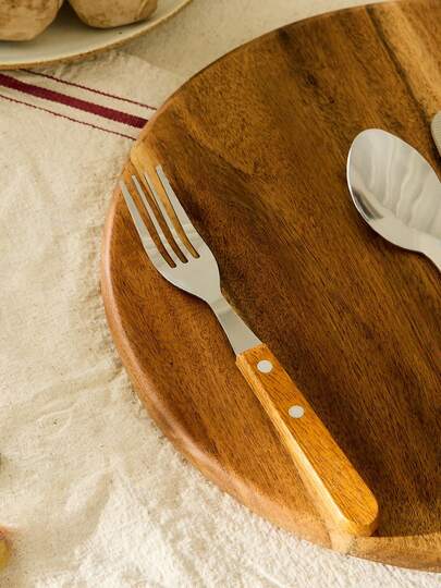 Cirelle 1 st gaffel, trähandtag rostfritt stål professionella köksredskap redskap viktiga matlagning hemma restaurang användning familj premiumkvalitet långvarigt verktyg förbättra hushållets kulinariska upplevelse matlagningsessenser måste ha set uppgradera köksredskap