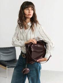 SHECARRY Women's Shoulder Bag Burgundy Large Capacity Casual For Daily