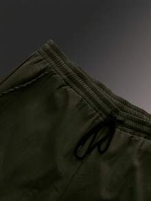 Manfinity Homme 大码男士纯色翻领插肩袖休闲夹克和裤子套装，秋季服装，舒适服装