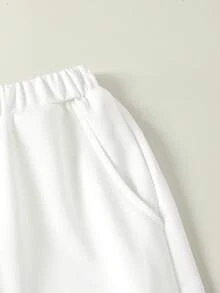 Pantaloni jogger tricotați casual cu panouri contrastante pentru bărbați și adolescenți, material confortabil, culoare versatilă, potriviți pentru școală și ținute de zi cu zi, toamnă/iarnă - alb - Vizualizare 7