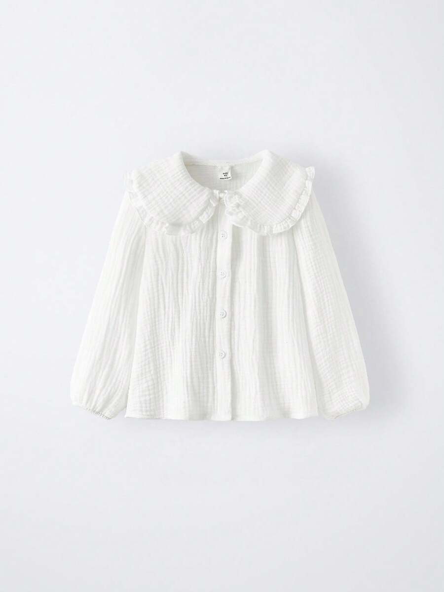 Maija Kids Maija Kids Kleine Mädchen Langarm Strickjacke mit einfachem Kragen, vielseitig & bequem - Weiss - Übersicht 1