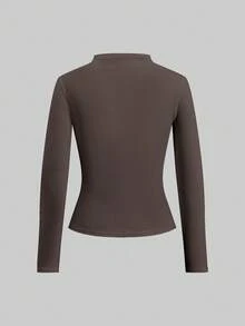 Tseoso 97% Baumwolle 3 Stücke Set Damen Langarm T-Shirts mit hohem Kragen - Schwarz, Weiß & Braun, vielseitig einsetzbare Layering Tops für den Herbst/Winter, für den täglichen Gebrauch, drinnen/Outdoor, Soft Girl, Vintage, Old Money Stil, Rückkehr zur Schule & Geschenk - Verschiedenfarbig - Übersicht 6
