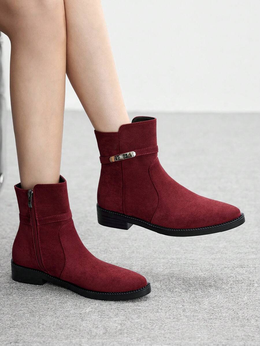 CUCCOO BIZCHIC Botines de mujer versátiles y de moda, de estilo minimalista y casual - Burdeos - Ver 1