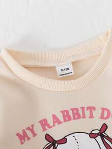 Sweetra 0-3 岁女婴幼儿休闲甜美蝴蝶和兔子印花长袖羊毛衫 + 裤子 2 件套服装套装，春夏 - 粉色 - 查看 5