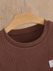 Manfinity VCAY 男士优雅休闲长袖T恤，适合日常穿着 - 咖啡棕 - 查看 3