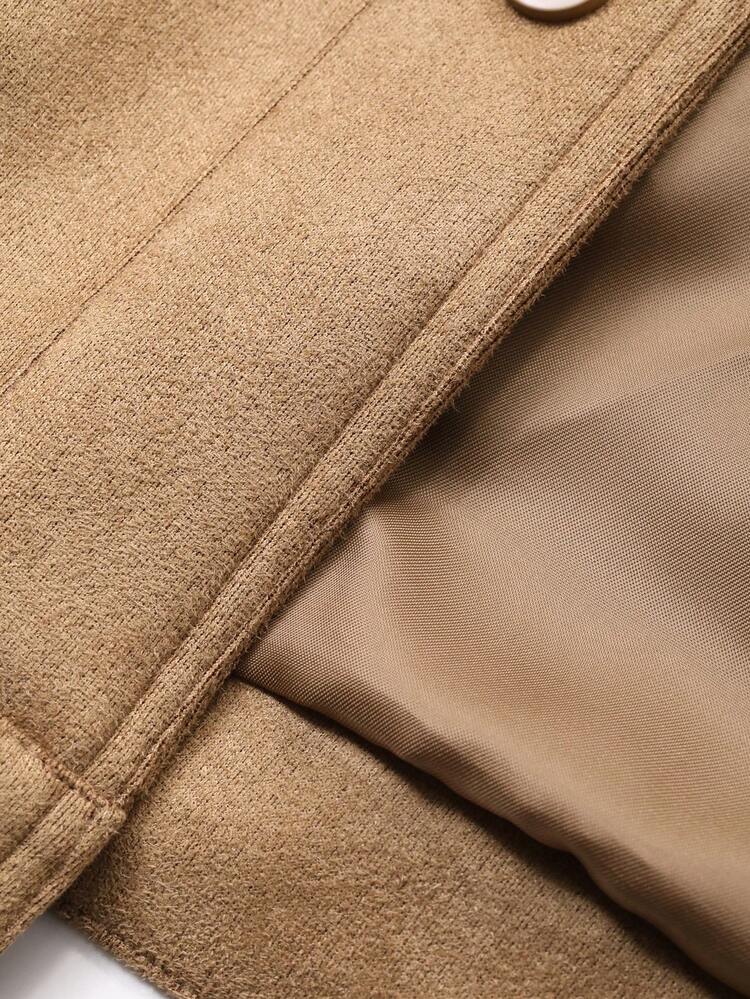 Women Suede Casual Vest & Skirt 2 Pieces Set