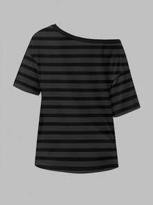 SHEIN Áo crop top họa tiết ngôi sao năm cánh và hình người phong cách Harajuku Y2K, áo phông hở vai dành cho nữ, phù hợp cho mùa xuân/hè - Nhiều màu - Xem 2
