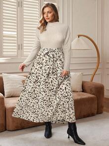 EMERY ROSE Robe d'été à taille élastique et imprimé pois pour femmes grandes tailles, style décontracté et vacances, printemps/automne