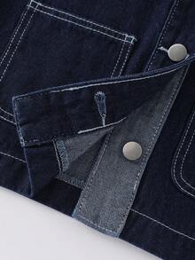 GlowEve 女士休闲外套牛仔裤套装，秋季 - 深色水洗藍 - 查看 10