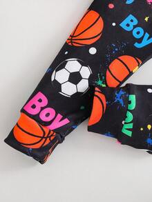 男童长袖长裤紧身睡衣 - 黑色 - 查看 7